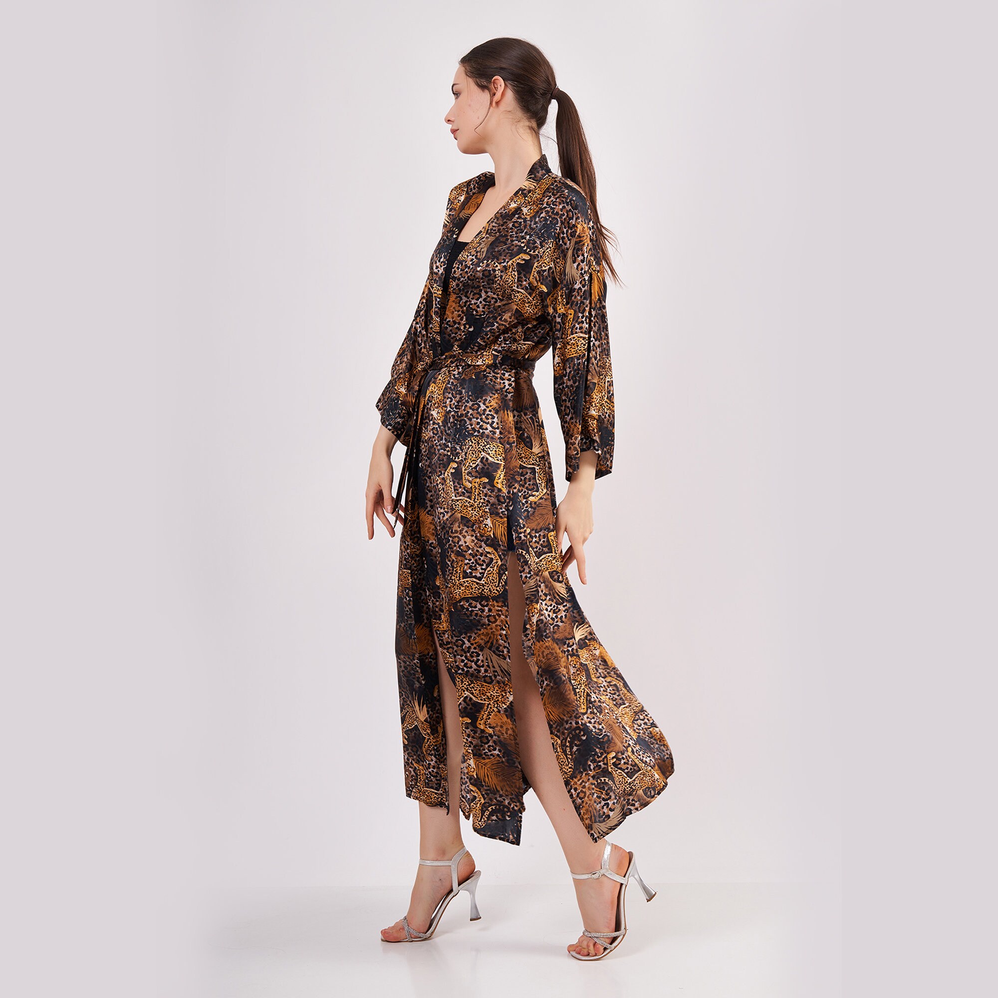 Geometric Print Kimono Sleeves Plus Size Kaftan For Women