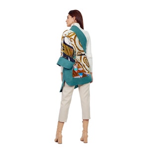 Nomads Felt Gustav Klimt Expactation Silk Felt Shawl women silk shawl, special gift, silk shawl, felt art, painting, natural fiber, design image 4