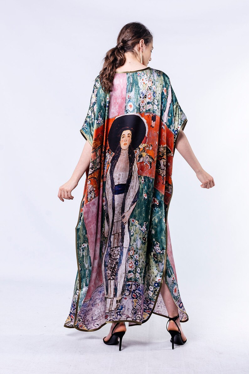 Full Lenght Silk Dress Maxi Size Caftan Silk Slip Dress Kaftan Beach Wear Silk Dress Womens Silk Kaftan Long Silk Caftan image 5