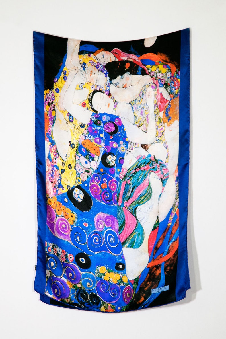 Foulard en soie pure, châle de demoiselle dhonneur, foulard en satin, foulard en soie, paréo, enveloppement, imprimé Gustav Klimt, châle de prière image 9