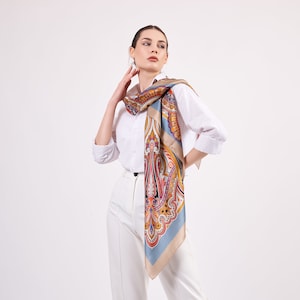 Large Size Silk Scarf Shawl | Big Size Wrap | High Quality Pure Silk Paisley (3) Shawl | Mulberry Silk Elegant Shawl