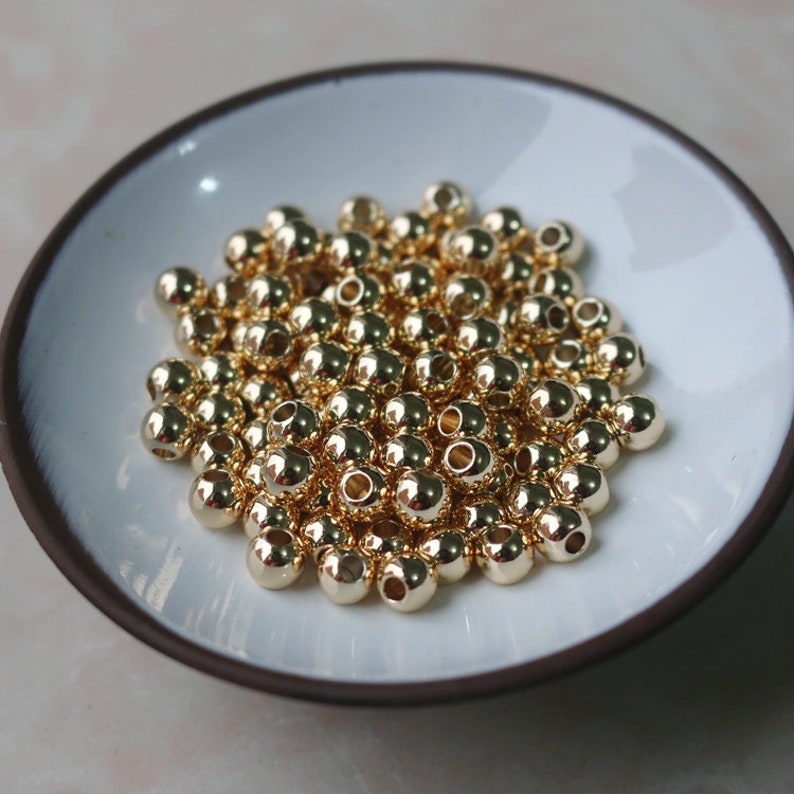 100pcs 14K Gold Beads DIY Bracelet Beads 2mm Jewelry Making Etsy