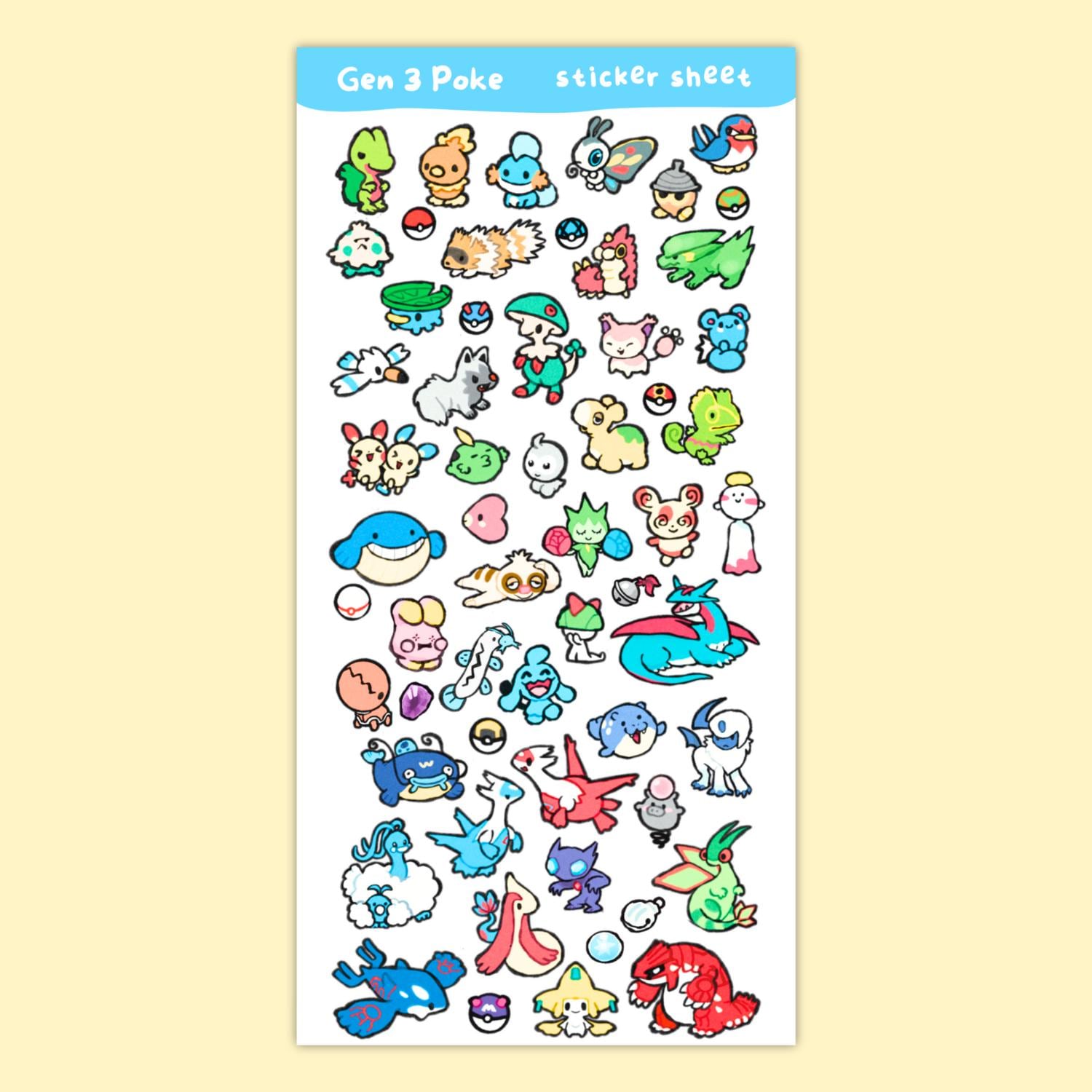 Gen 3 Sticker Sheet | Mini Stickers, Clear Backing - Etsy
