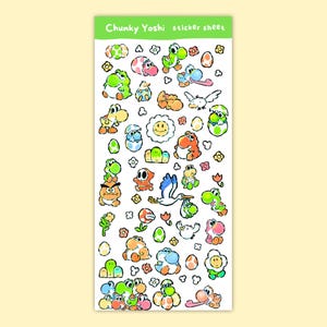 Chubby Yosh Sticker Sheet | Watercolor style, Clear