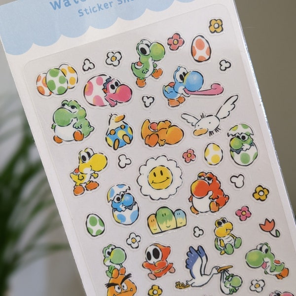 Yoshi Sticker Sheet | Watercolor style, Clear