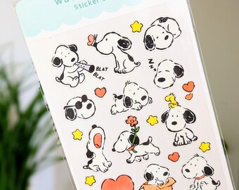 Feuille d'autocollants Baby Snoopy | Transparent, style aquarelle