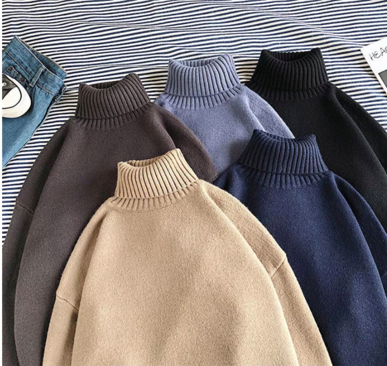 Japanese Turtleneck Sweater Unisex Etsy