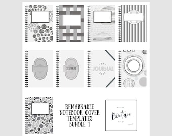 reMarkable 1 & 2 | Notebook CoverTemplates -  bundle I for your reMarkable 1 or 2 tablet (1872x1404 resolution) - PNG files only