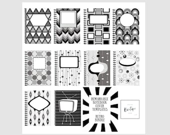 reMarkable 1 & 2 | Notebook Cover Templates -  RETRO bundle for your reMarkable 1 or 2 tablet (1872x1404 resolution) - PNG files only
