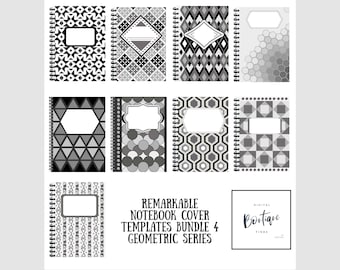 reMarkable 1 & 2 | Notebook Cover Templates -  bundle 4 for your reMarkable 1 or 2 tablet (1872x1404 resolution) - PNG files only