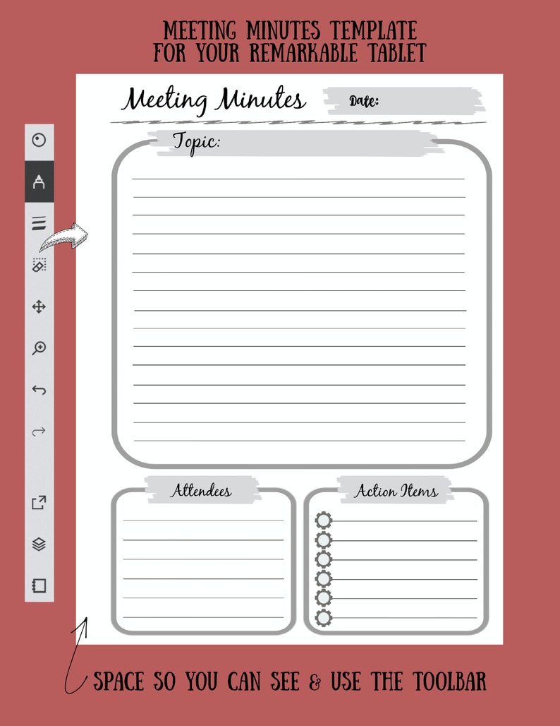 ReMarkable 1 & 2 Meeting Minutes / Topic template | Etsy