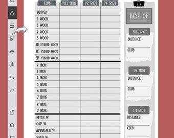 Remarkable Golf Club Yardage Chart Template