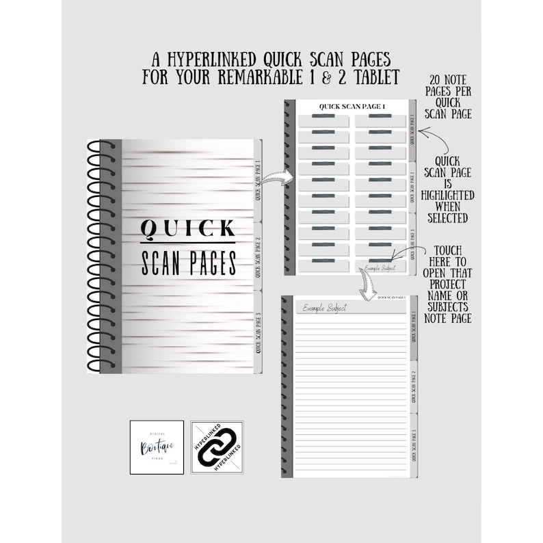 Remarkable | Project Management Quick Scan Pages - Hyperlinked - Etsy