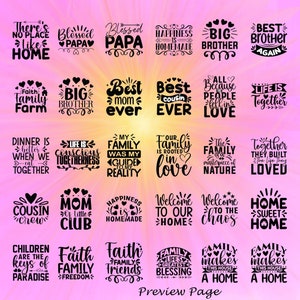 224 Family Life Bundle SVG, PNG, PDF, Jpg | Thème familial -Cut File Cricut-Silhouette-Craft | Ensemble de fichiers vectoriels de ma famille | Maison de ferme