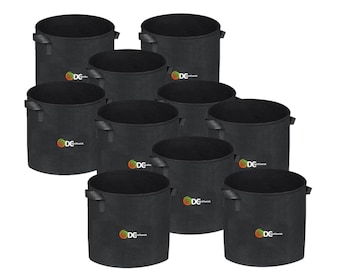 Fabric Grow Bags: 10-pc Set, 3 & 5 Gallon, Indoor/Outdoor Planter
