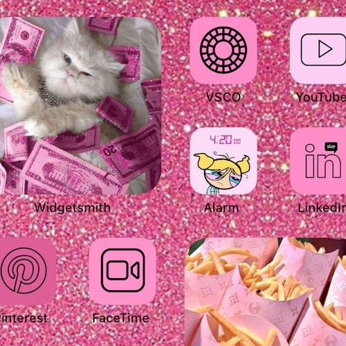 Boujee Pink Aesthetic Iphone Ios 14 App Icons Iphone Home Etsy UK