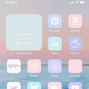 Pastel Beach Aesthetic iPhone App Icons, Minimalist iOS 14 App Icon Bundle, Pink Home Screen Widgets, Personalized Home Screen App Covers