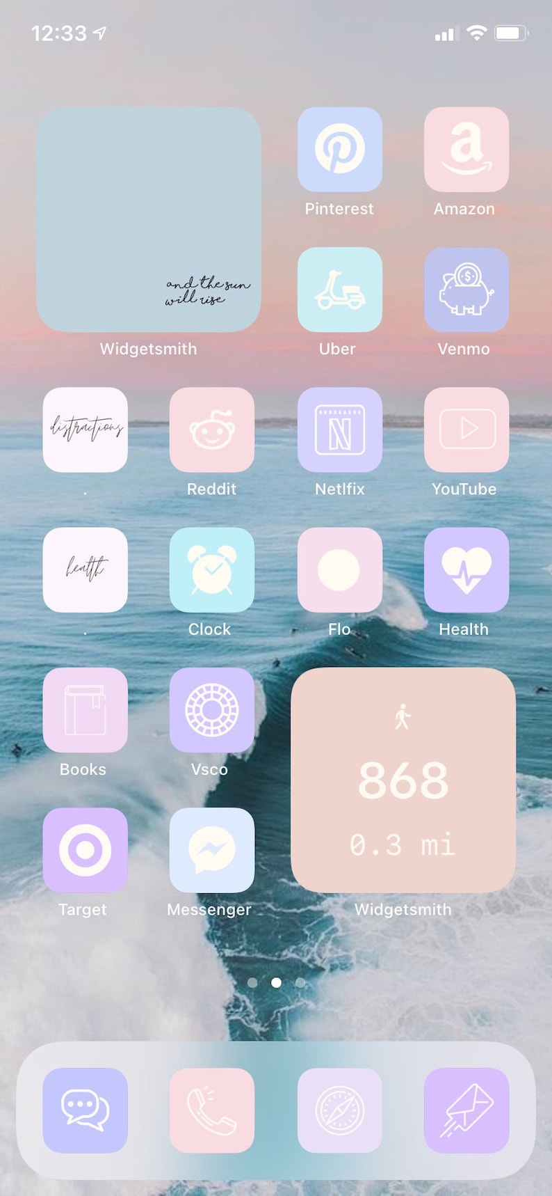 Beach Pastel iOS14 App Icons Minimalist iPhone App Icon