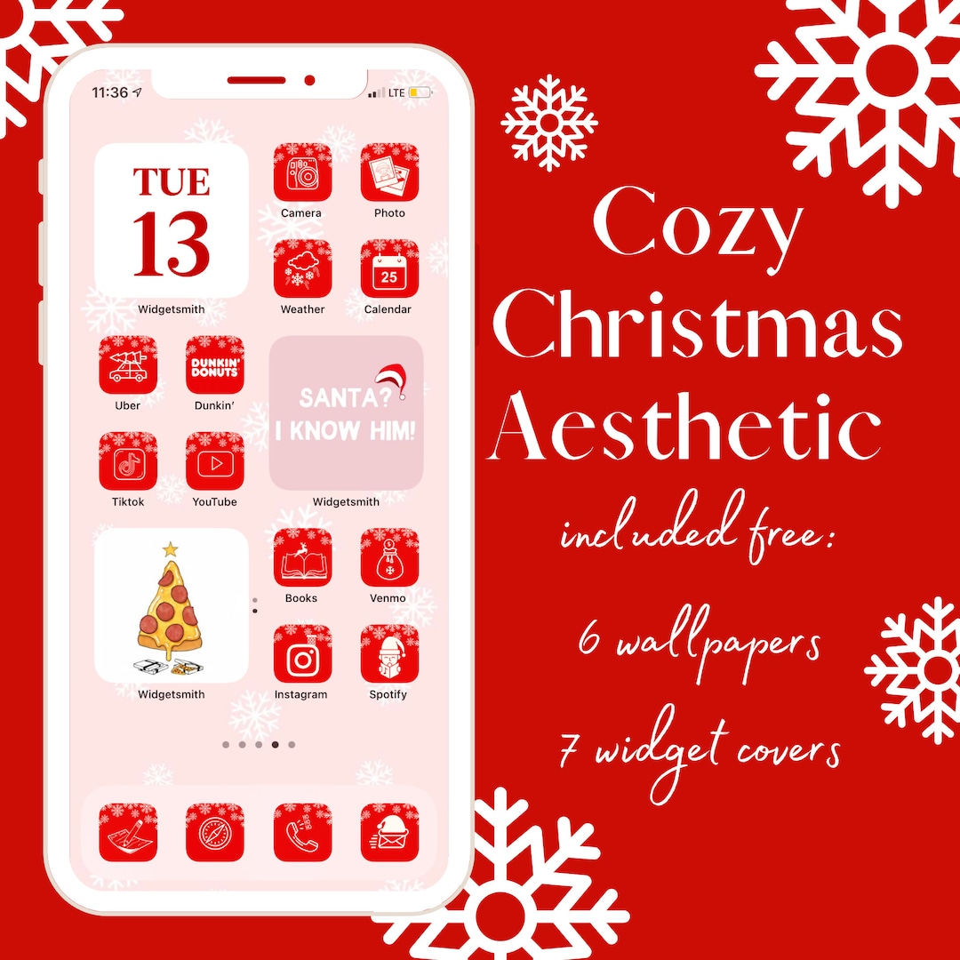 Winter Aesthetic Ios 14 Icons, Holiday iPhone App Icon Pack