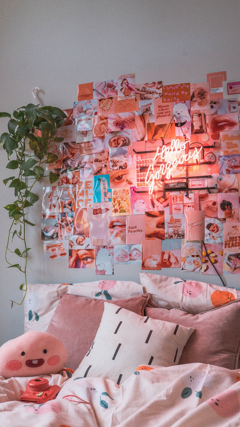 Peachy Pink Aesthetic Wall Collage Kit VSCO Girl Room Decor - Etsy