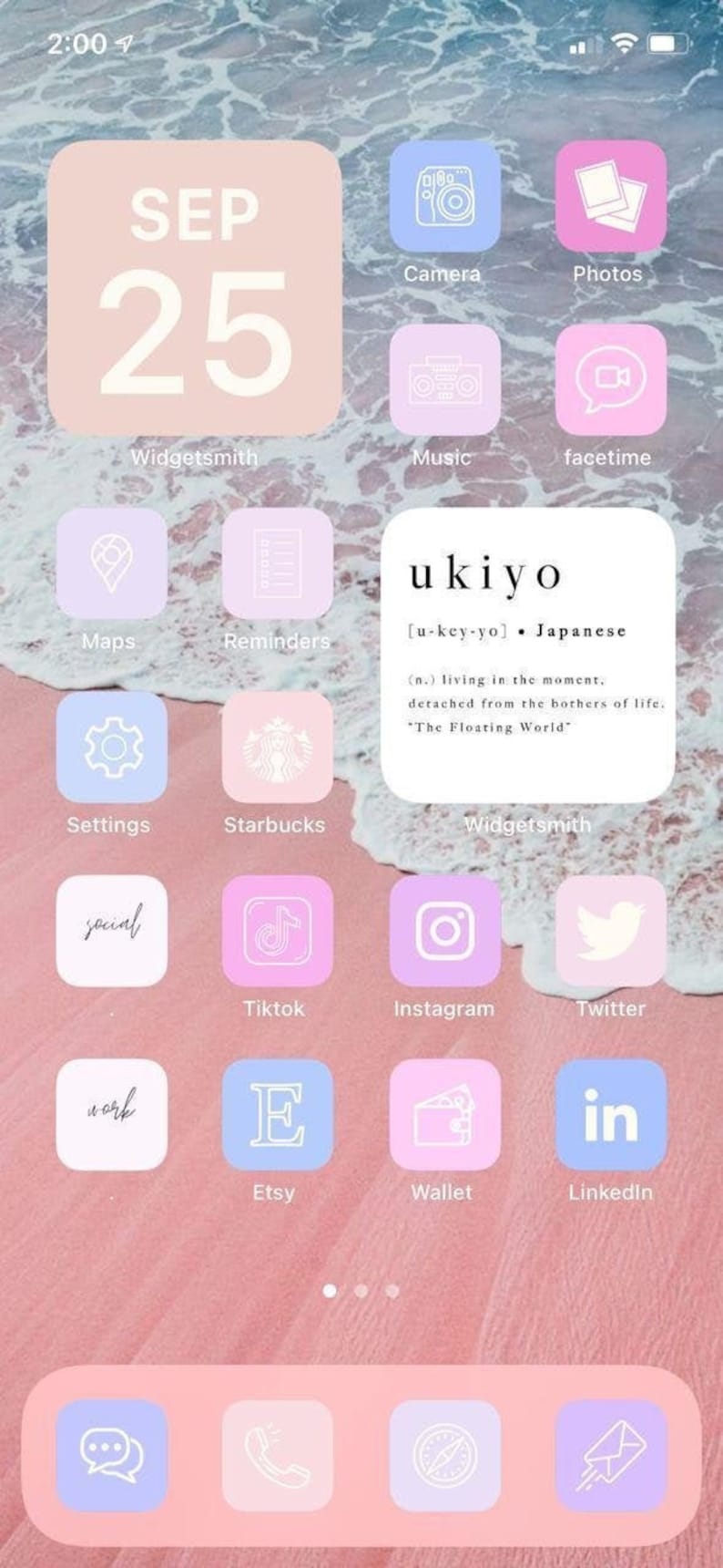 Beach Pastel iOS14 App Icons Minimalist iPhone App Icon