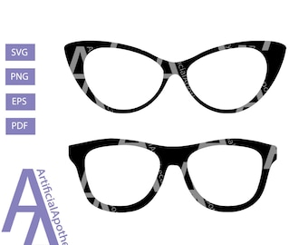 Digital File - Cat Eye glasses, mens glasses, womens glasses, eyeglasses svg, glasses cut file, glasses clipart (eps, svg, pdf, png, jpeg)
