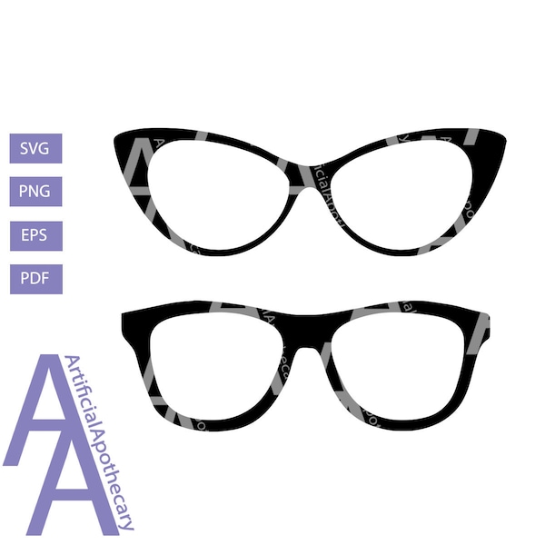 Digital File - Cat Eye glasses, mens glasses, womens glasses, eyeglasses svg, glasses cut file, glasses clipart (eps, svg, pdf, png, jpeg)