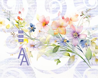 DIGITAL DOWNLOAD-Spring Wildflowers Vibrant Colors Watercolor, 20 oz Skinny Tumbler Wrap For Sublimation, Sublimation Floral Design, bouquet
