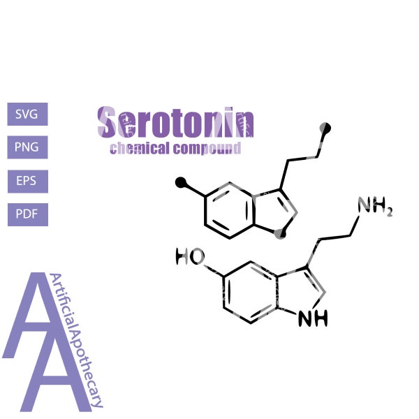 DIGITAL FILE - Serotonin svg, Serotonin chemical compound, chemical compound, chemistry svg, mind health svg, happiness svg, anxiety svg