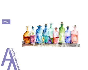 DIGITAL FILE- Apothecary shelf 2, potion, potion bottles, witch, witchy, herbalist, herbs, png, sublimation ready, sublimation, clip art,