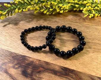 Black Onyx Beaded Bracelet 8/12mm | Handmade Men and Women Stretchy Bracelet | Genuine Gemstone | Healing Crystals | Spiritual Bracelet