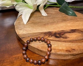 Brown Wood Beaded Bracelet 10mm | Handmade Men & Women Stretchy Bracelet | Round Beads | Wood Beaded Bracelet | Brown Bracelet | Wood Beads