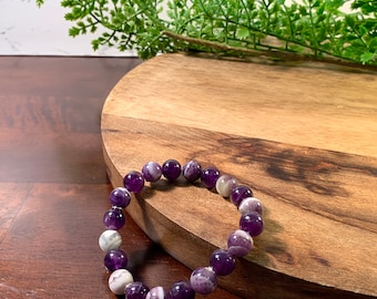 Amethyst Beaded Bracelet 10mm | Handmade Men & Women Stretch Bracelet | Genuine Gemstone | Healing Crystal Bracelet | Spiritual Bracelet