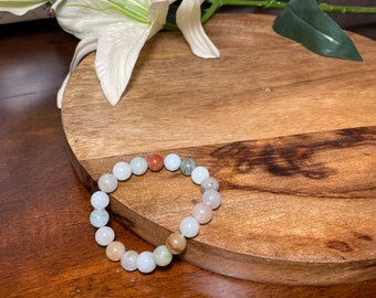 Black & Gold Amazonite Beaded Bracelet 10mm | Handmade Men and Women Stretch Bracelet | Genuine Gemstone | Healing Crystals | Spiritual