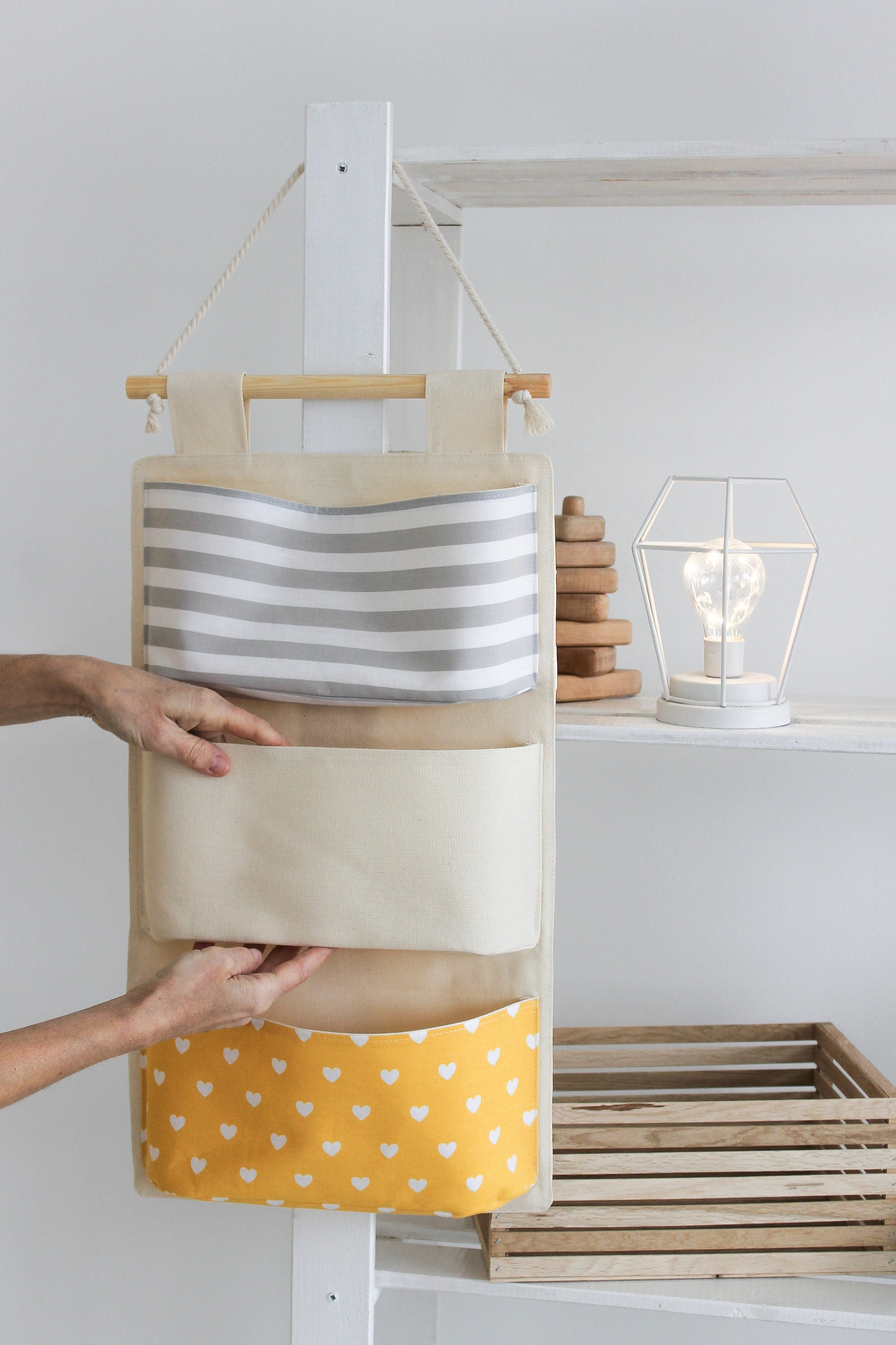 Fabric Wall Organizer Wall Organizer With Pockets Handing Etsy