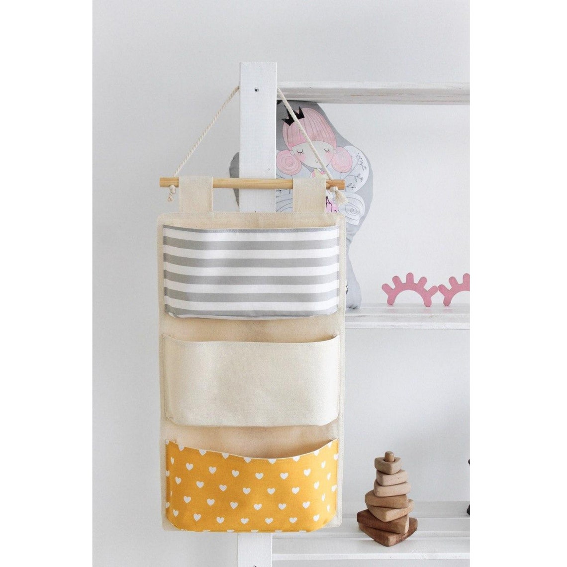 Fabric Wall Organizer Wall Organizer With Pockets Handing Etsy