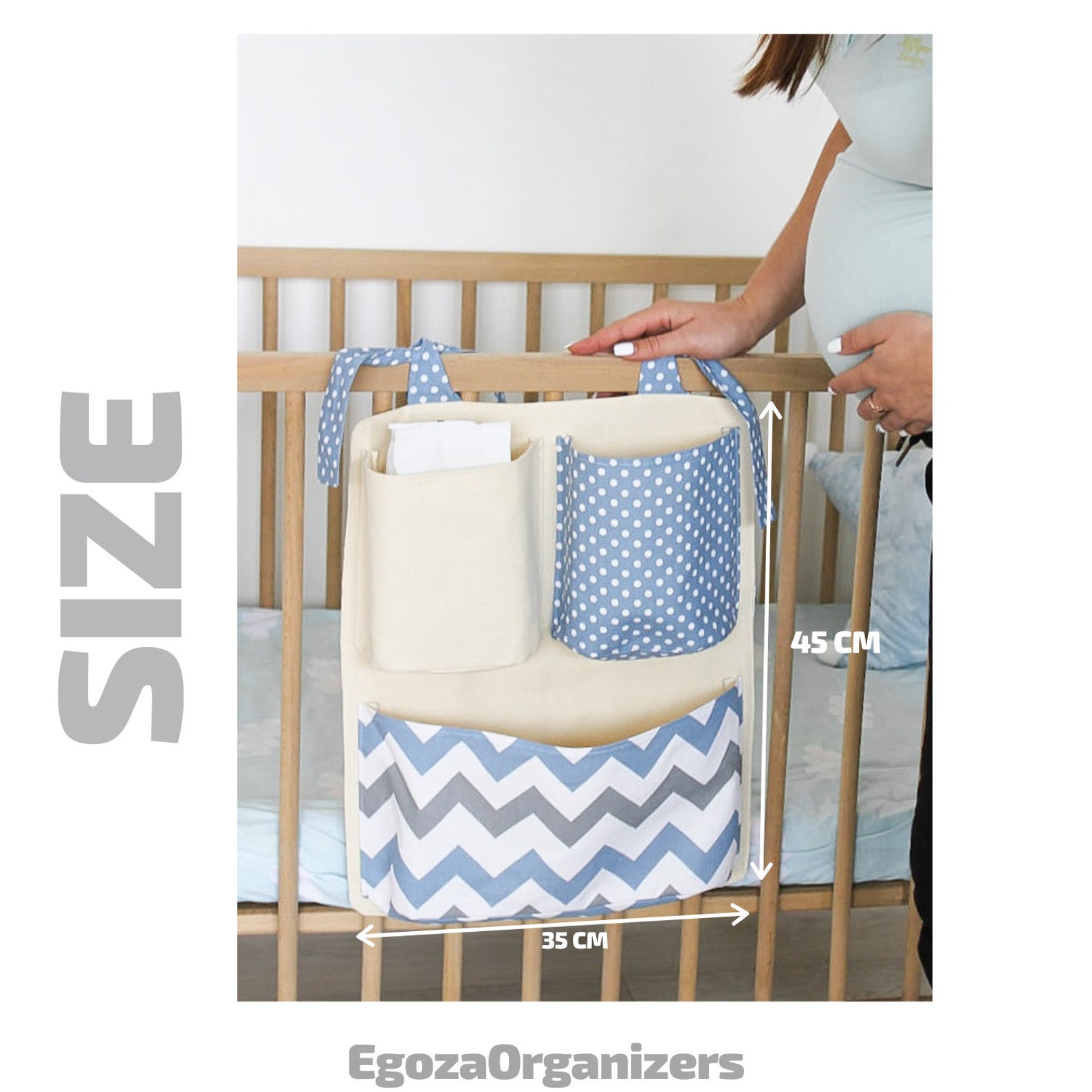 Nursery crib organizer Crib organizer with pockets Cot Etsy