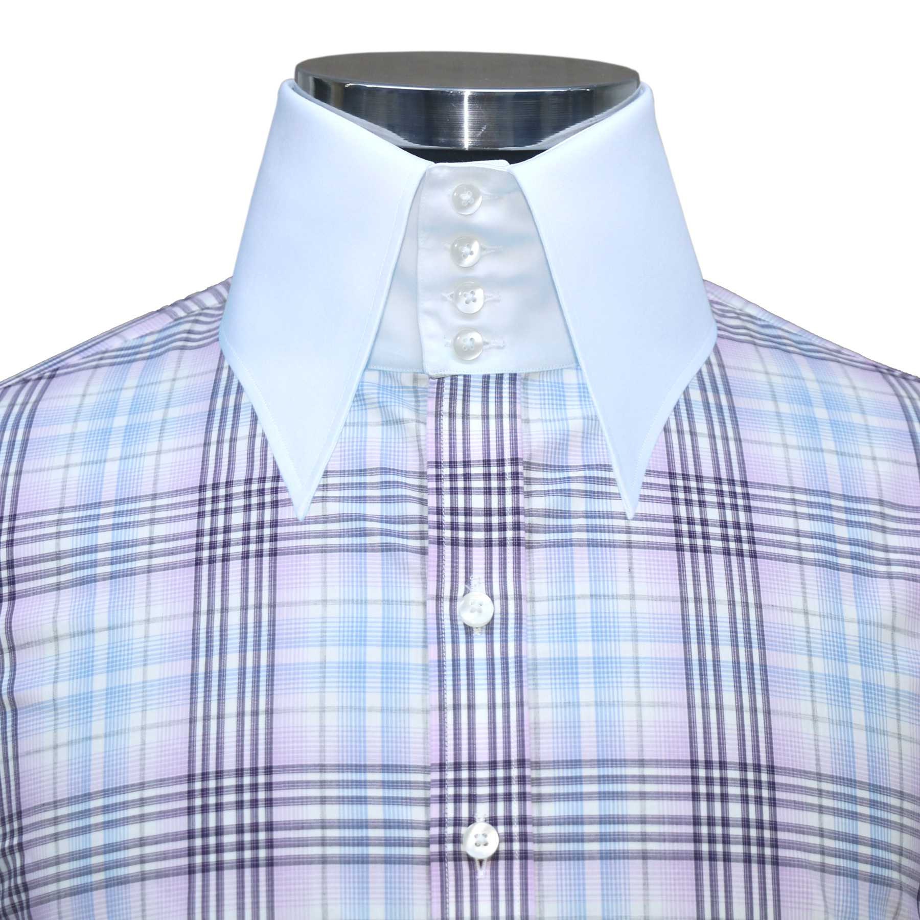 High-Kragen-Shirt Mens Multi prüft Long Point Kragen 4 Knöpfe | Etsy