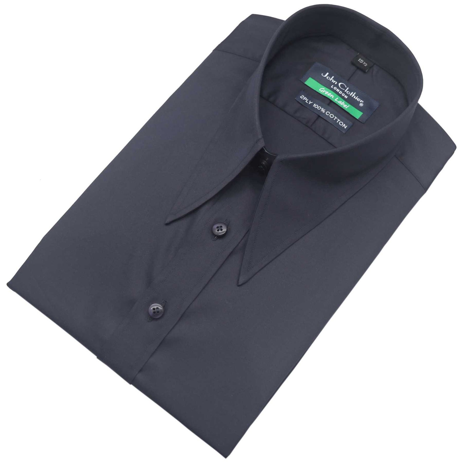 Mens Vintage Spear point collar shirt Black Cotton Goodfellas Etsy