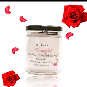 Sandalwood Rose/  Soy Candle/ 9oz/Rose Scented/Non-Toxic Soy/Candles in Jars