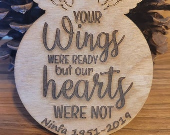 Wings Memorial Christmas Ornament files, Personalized memorial ornament files