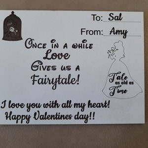 Verhaal zo oud als de tijd Vday-kaartBESTANDEN, Sprookjesachtige liefdeskaart SVG, Laser SVG-bestanden