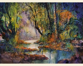Watercolor Jungle, PRINTABLE Watercolor Art; Watercolor Wall Art, INSTANT DOWNLOAD, Print a watercolor, Watercolor, +Free EBook
