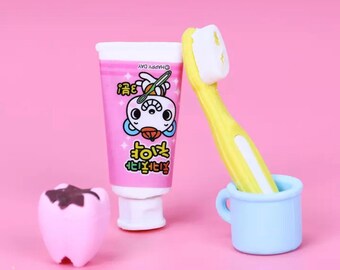 Novelty Toothpaste Toothbrush Shape Rubber Eraser Sets J7Q9 G Office School CL 