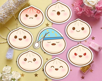 Dumpling Mood Stickers | Cute Sticker | Planner | Journal | Diecut | Scrapbook | Kawaii | Asian | Matte | Vinyl | Waterproof | Laptop Stick