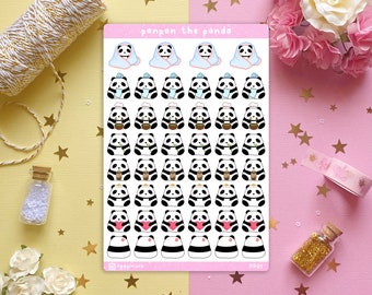 Pan Pan the Panda Sticker Sheet | Cute Sticker Sheet | Planner Sticker | Journal Sticker | Kisscut | Scrapbook | Stationery | Aesthetic