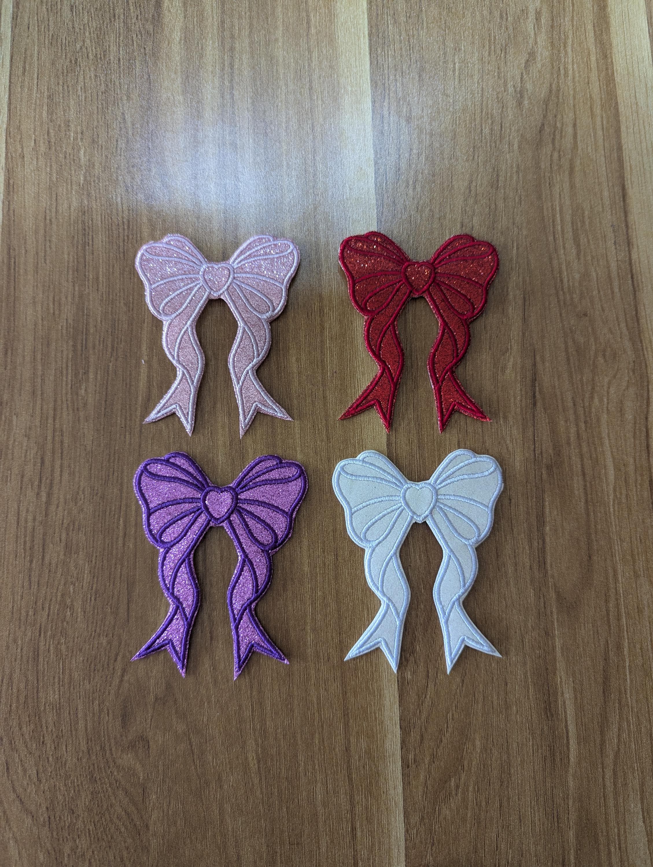 Side Bow Applique, Side Bow Patch, Bow Glitter Patch, Glitter Embroidery Patch, Bow Iron on, Embroidered Bow Patch, Bow Applique, Patch