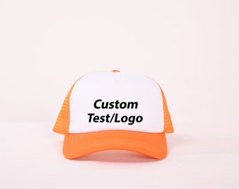 Hat,custom trucker hat, custom logo, embroidered unisex baseball cap, custom text embroidered unisex trucker hat, handmade embroidered hat