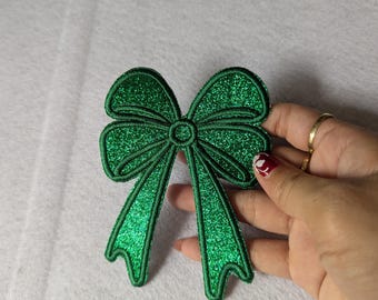 Side Bow Applique, Side Bow Patch,Glitter Embroidery Patch,Glitter Iron on Bows,Bow Iron on,Embroidered Bow Patch,Embroidery, Bow Applique