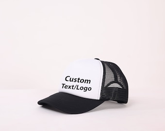 Trucker hat,custom trucker hat,custom logo, black hat,embroidered unisex baseball cap,custom text,handmade embroidered hat,baseball cap